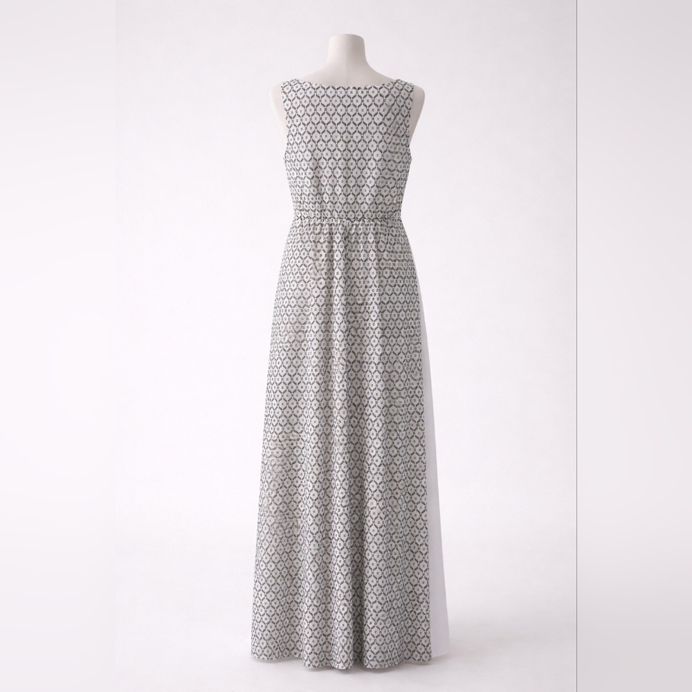 Nine West Asymmetrical Maxi Dress | Black & White Geometric Elegant Chic SizeM - Picture 2 of 5
